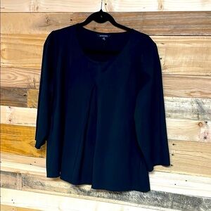 Lands’ End Size XL(18) Black Long Sleeve Split Front Soft and Stretchy Top